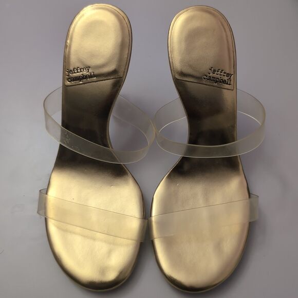 Jeffrey Campbell Deity High Heel Slide Sandals Women's Size 10 Golden - Picture 2 of 6